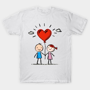 Stick Figure Lovers Couple Love Valentine's Day T-Shirt